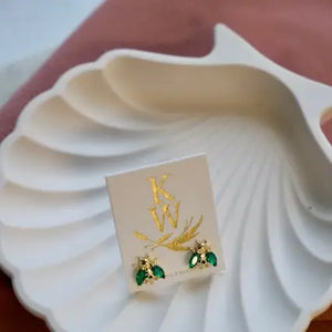 Katie Waltman Emerald Bee Studs