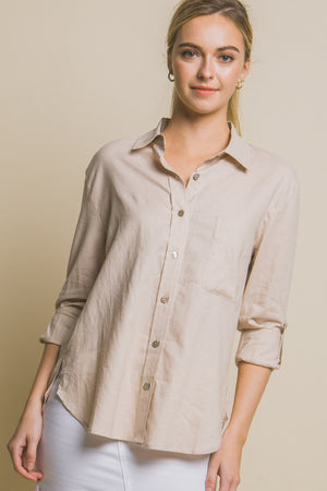 Lila Button Up Linen Blend Shirt