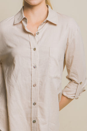 Lila Button Up Linen Blend Shirt