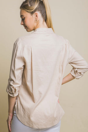 Lila Button Up Linen Blend Shirt