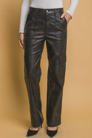 Trisha Faux Leather Wide Leg Pant