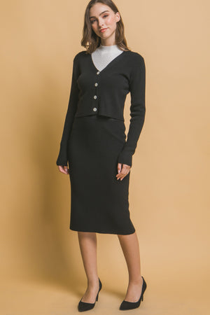 Day at The Office Cardigan & Skirt SET