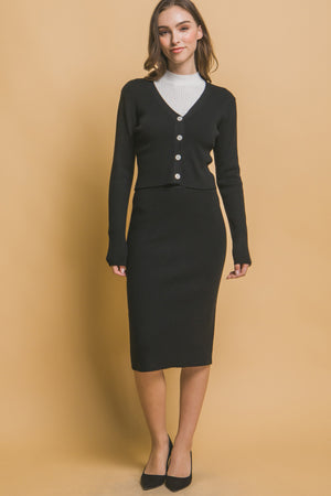 Day at The Office Cardigan & Skirt SET