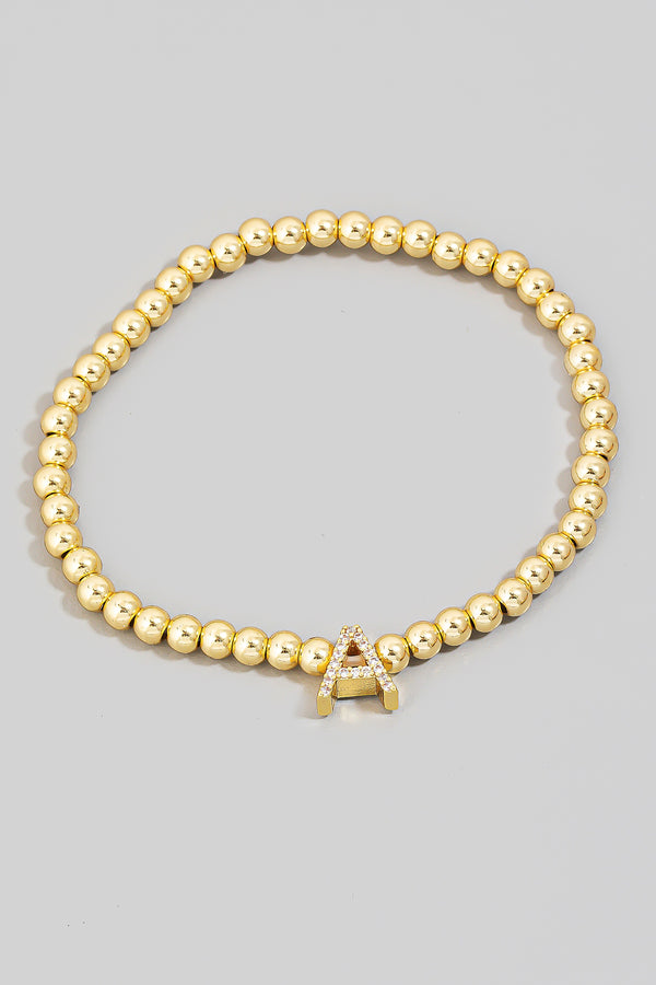 Gold Dipped Pave Letter Bracelet