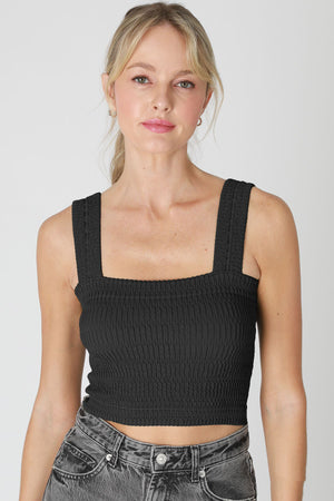 Shirred Square Neck Layering Tank