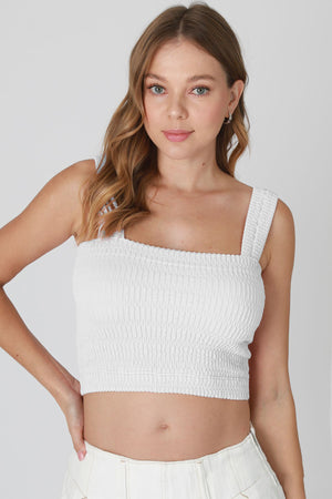 Shirred Square Neck Layering Tank