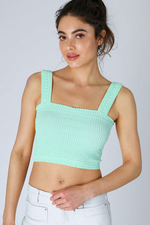 Shirred Square Neck Layering Tank