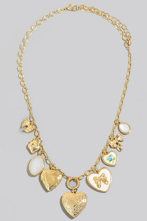 Hearts & Bows Locket Necklace