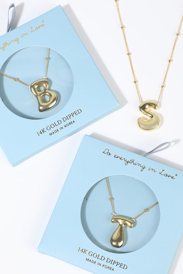Gold Bubble Initial Necklace