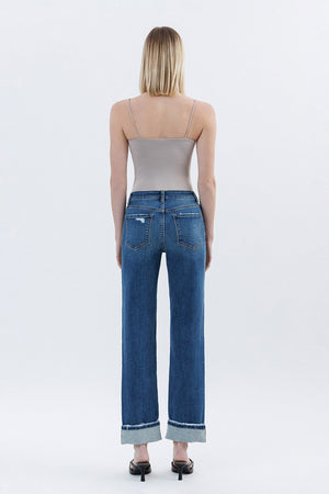 Straight and Cuffed High Rise Jeans