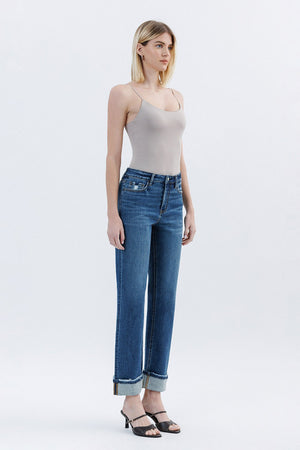 Straight and Cuffed High Rise Jeans