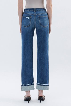 Straight and Cuffed High Rise Jeans