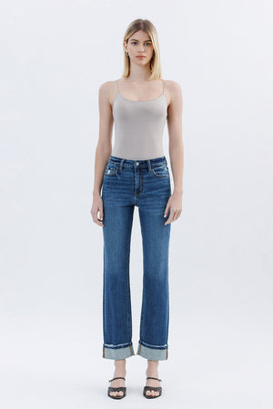 Straight and Cuffed High Rise Jeans