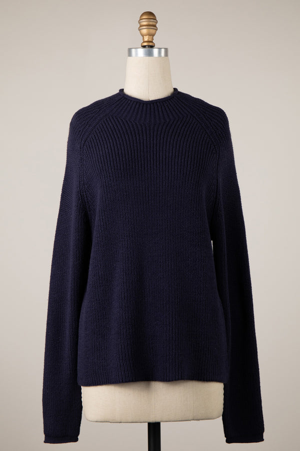 Navy Mock Neck Knit