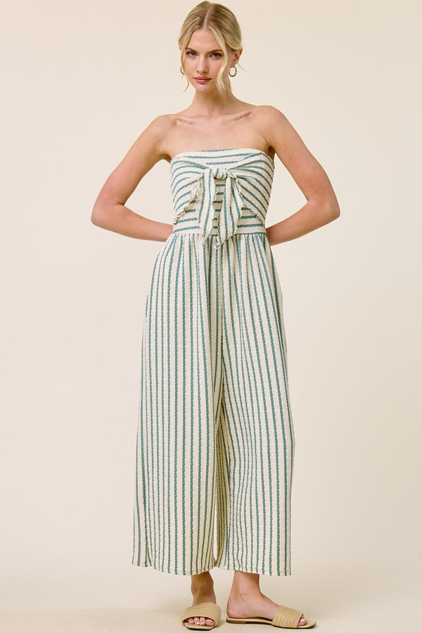 Olivia Striped Coastal Tie-front Jumpsuit