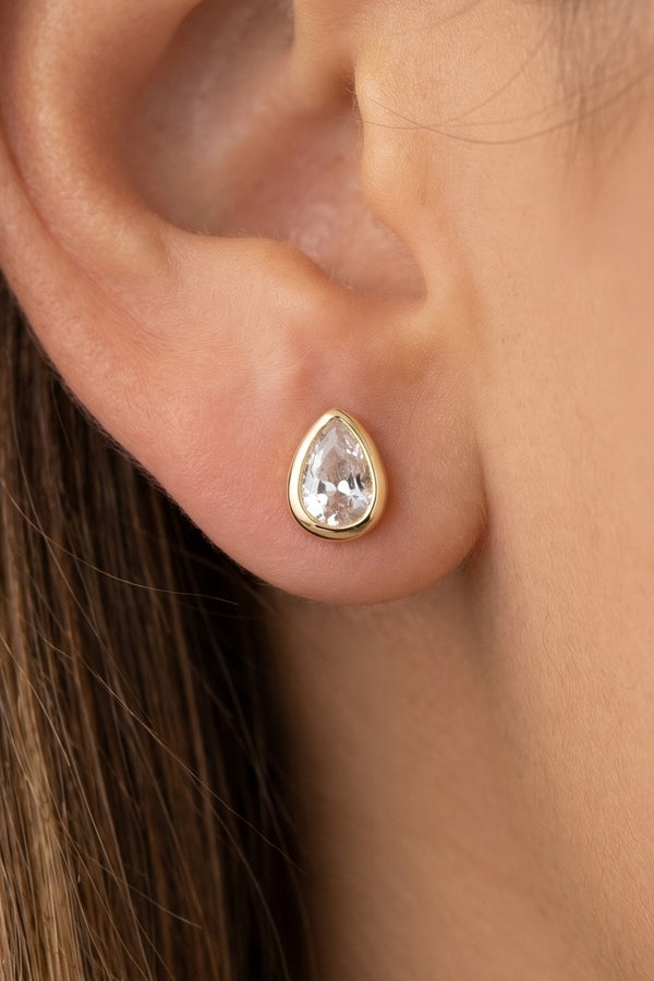 Tiny Teardrop CZ Studs