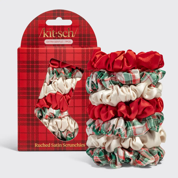 Kitsch Ruched Holiday Satin Scrunchies