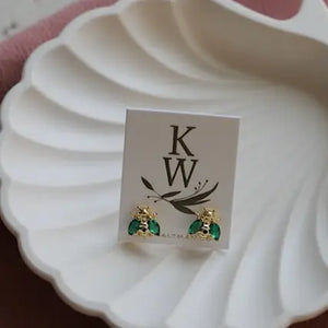 Katie Waltman Emerald Bee Studs