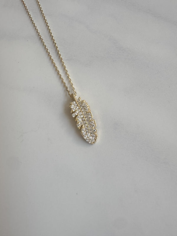 Little Golden Feather Necklace