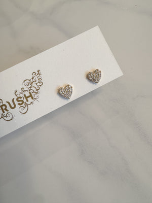 Little Mini Pave Heart Studs