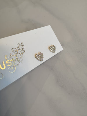 Little Mini Pave Heart Studs