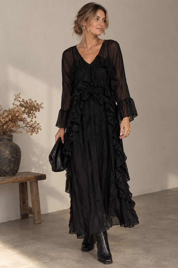 Renee Silk Ruffle Dress
