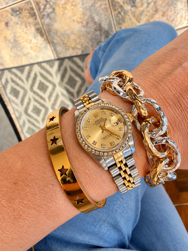 Mixed Metal Stretch Chain Bracelet