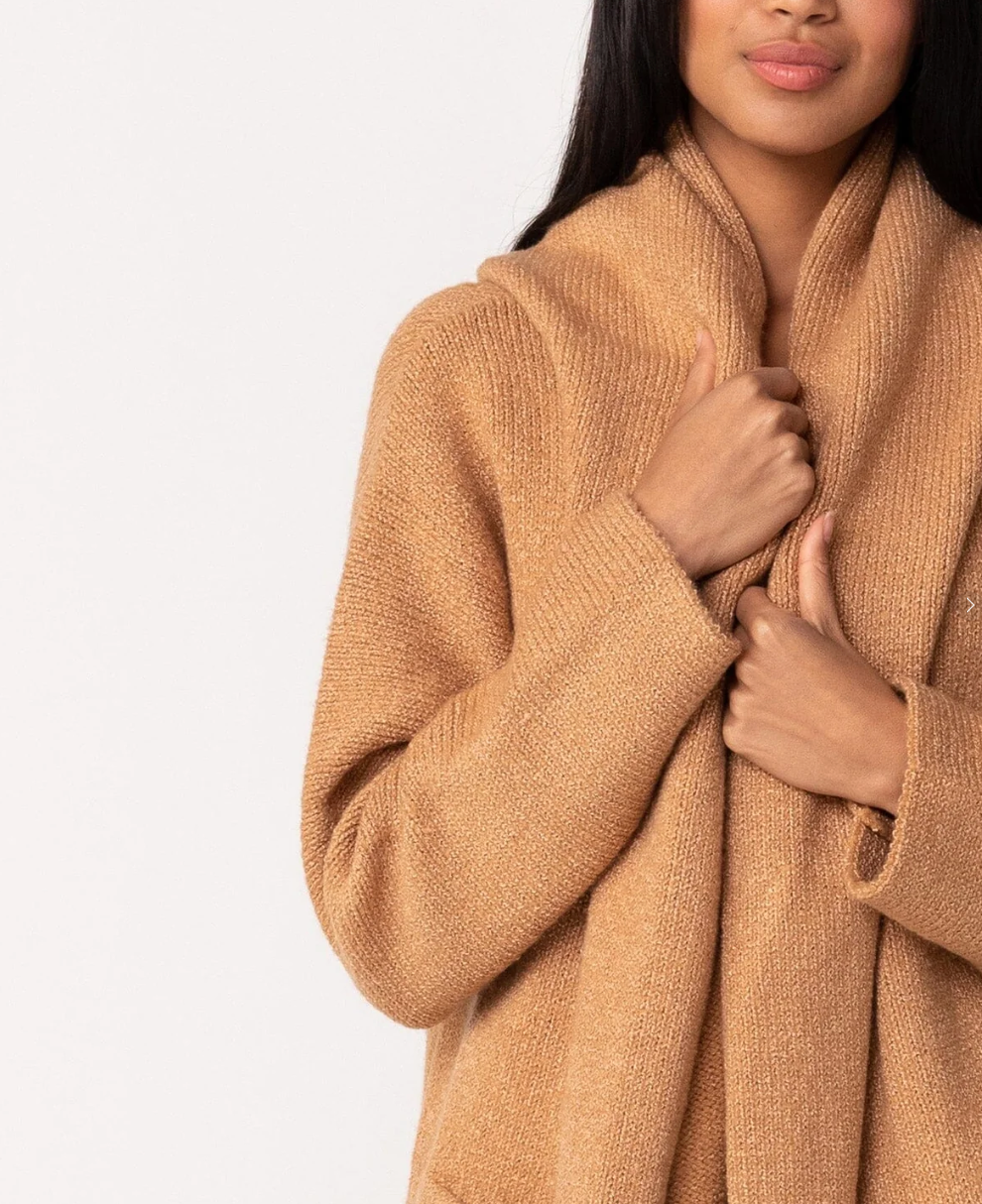 Lovestitch Sweater Coat Cardigan Coatigan with Sherpa Collar Gray size  Medium