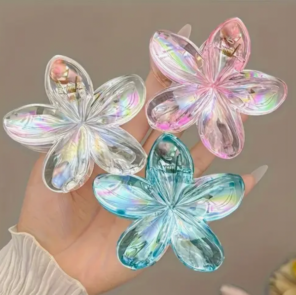Transparent Plumeria Hair Claw