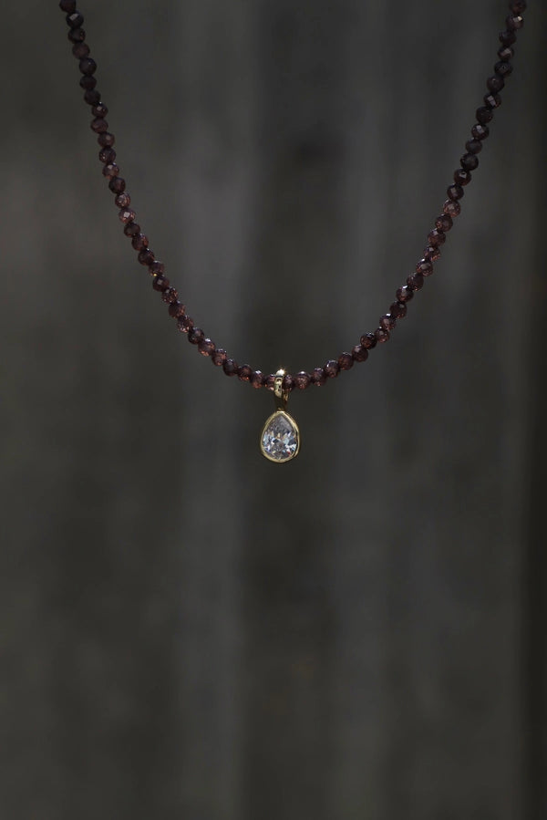 Katie Waltman Smoky Burgundy Bezel Necklace