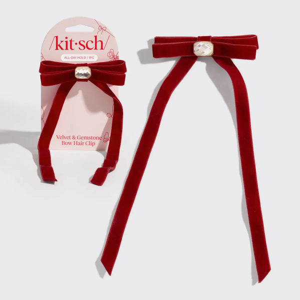 Kitsch Holiday Velvet & Gemstone Hair Clip