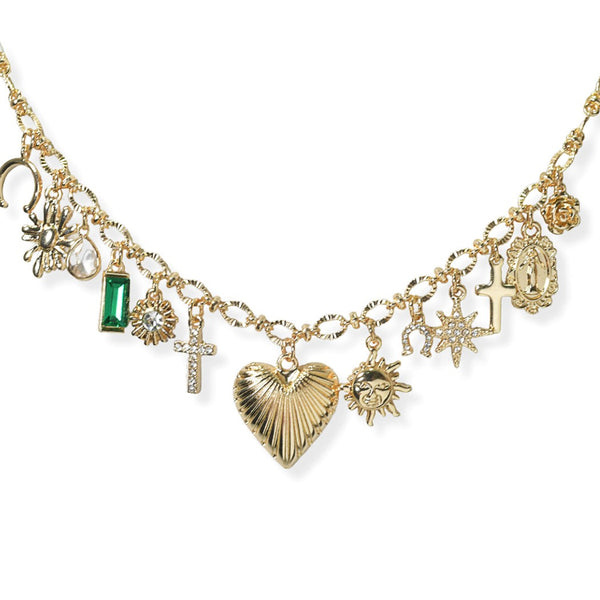 Emerald Hearts Charm Necklace