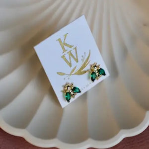 Katie Waltman Emerald Bee Studs