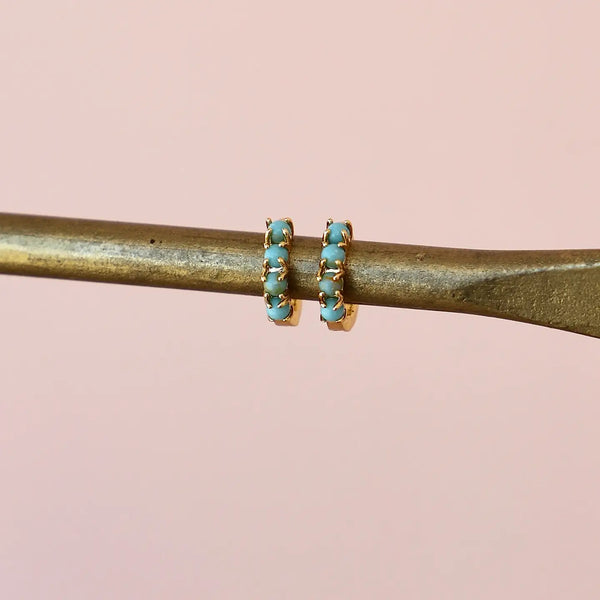 Katie Waltman Mini Turquoise Hoops