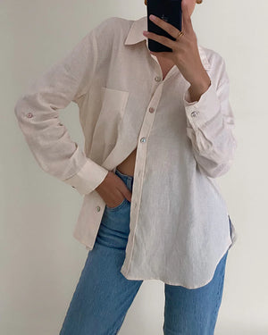 Lila Button Up Linen Blend Shirt