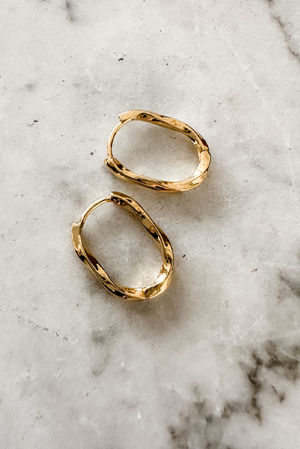 14k Gold Plated Oval Hoops