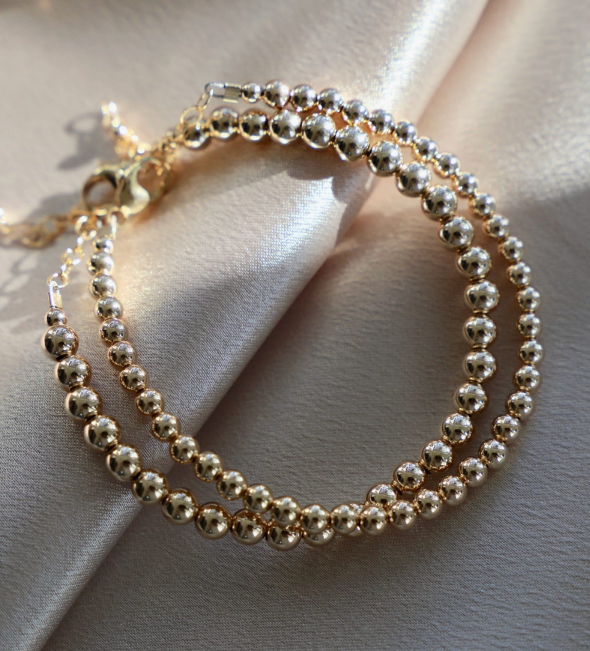 Gold Beaded Bracelet- 5mm