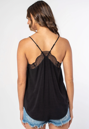 Holiday Linen Blend Date Night Cami Black