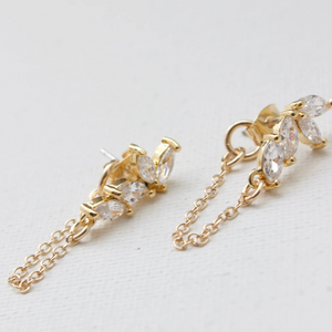 Cz Marquise And Chain Earrings