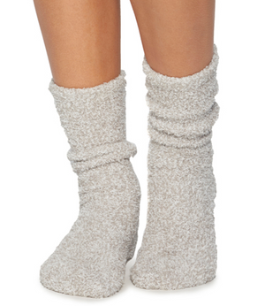 Barefoot Dreams Cozy Socks Oyster/White