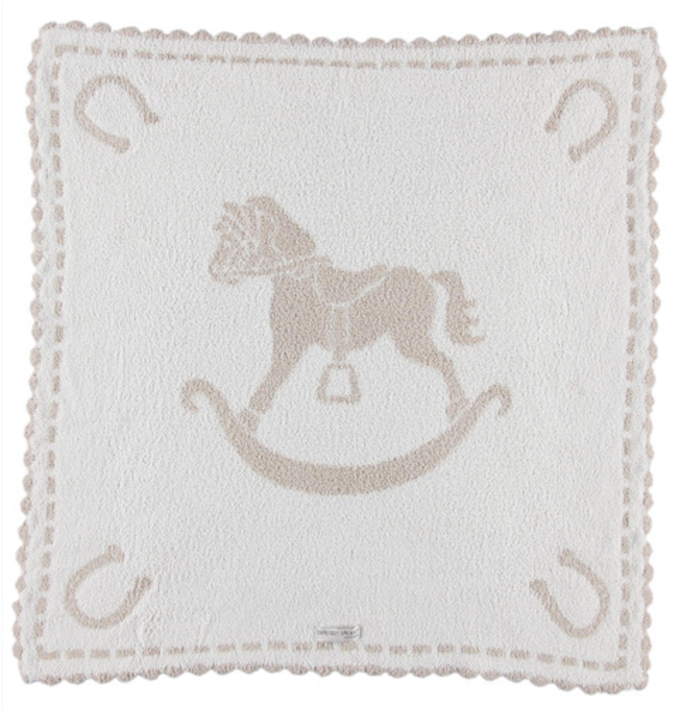 Barefoot Dreams Scalloped Baby Blanket w Horse