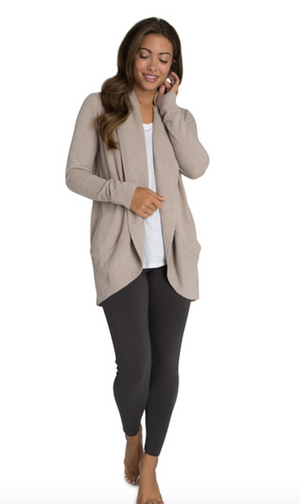 Barefoot Dreams CozyChic Lite Circle Cardigan Taupe