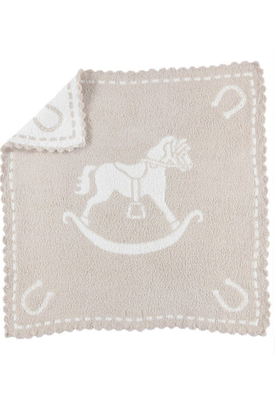 Barefoot Dreams Scalloped Baby Blanket w Horse