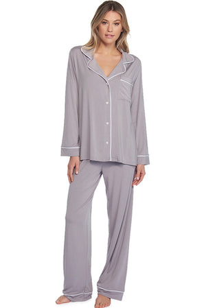 Barefoot Dreams Luxe Milk Jersey Piped PJ's Pewter